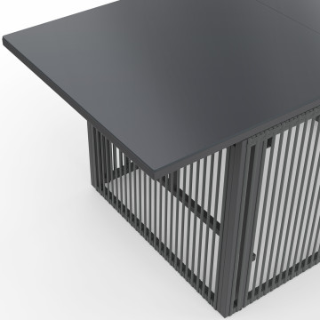 Table de jardin relevable Ozéa 100cm verre trempé gris