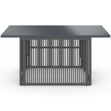Table de jardin relevable Ozéa 100cm verre trempé gris