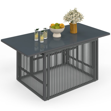 Table de jardin relevable Ozéa 100cm verre trempé gris