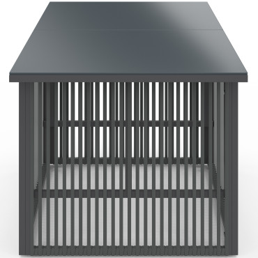 Table de jardin relevable Ozéa 100cm verre trempé gris