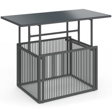 Table de jardin relevable Ozéa 100cm verre trempé gris