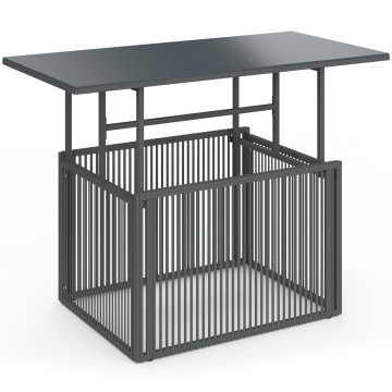 Table de jardin relevable Ozéa 100cm verre trempé gris