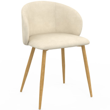 Chaises Léona velours crème et pieds métal bois - lot de 4