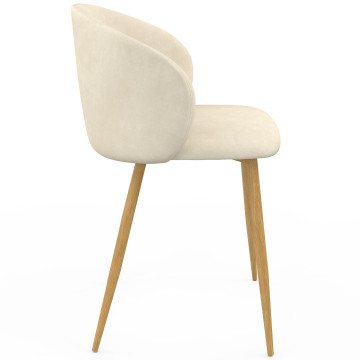 Chaises Léona velours crème et pieds métal bois - lot de 4