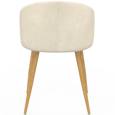 Chaises Léona velours crème et pieds métal bois - lot de 4