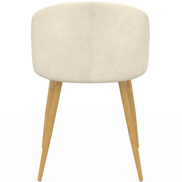 Chaises Léona velours crème et pieds métal bois - lot de 4