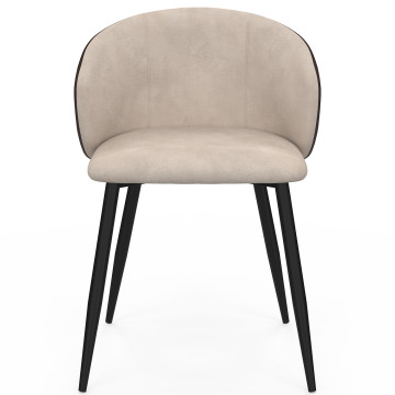 Chaises Léona bi-matière taupe et marron pieds métal noirs - lot de 2