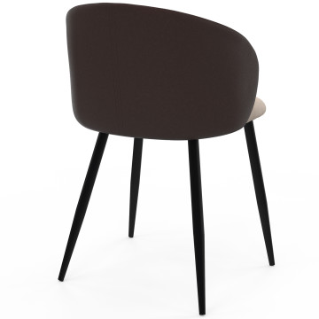 Chaises Léona bi-matière taupe et marron pieds métal noirs - lot de 2