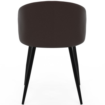 Chaises Léona bi-matière taupe et marron pieds métal noirs - lot de 2