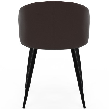 Chaises Léona bi-matière taupe et marron pieds métal noirs - lot de 2