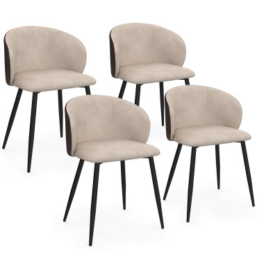 Chaises Léona bi-matière taupe et marron pieds métal noirs - lot de 4