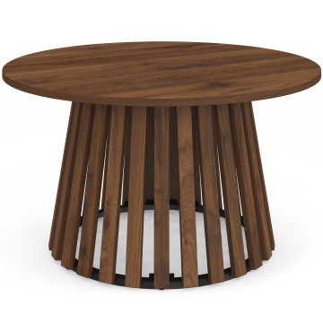 Table basse ronde Camélia pieds lattes effet noyer Ø70cm