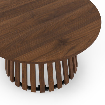Table basse ronde Camélia pieds lattes effet noyer Ø70cm
