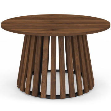 Table basse ronde Camélia pieds lattes effet noyer Ø70cm
