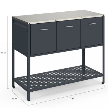 Meuble de cuisine extérieure Alméria 3 portes gris