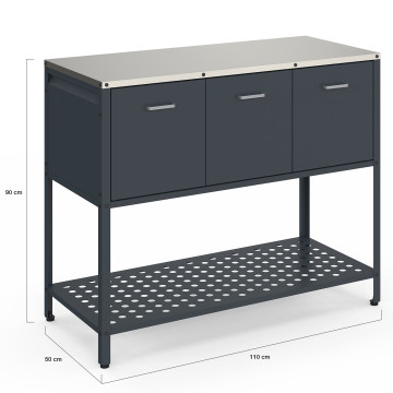 Meuble de cuisine extérieure Alméria 3 portes gris