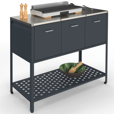 Meuble de cuisine extérieure Alméria 3 portes gris