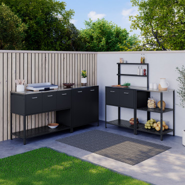 Meuble de cuisine extérieure Alméria 3 portes gris