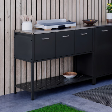 Meuble de cuisine extérieure Alméria 3 portes gris