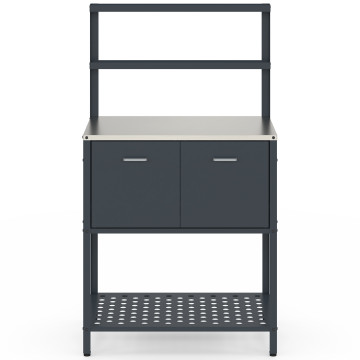 Meuble de cuisine extérieure Alméria 2 portes + étagères suspendues gris