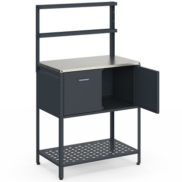 Meuble de cuisine extérieure Alméria 2 portes + étagères suspendues gris