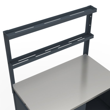 Meuble de cuisine extérieure Alméria 2 portes + étagères suspendues gris