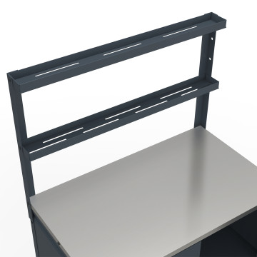 Meuble de cuisine extérieure Alméria 2 portes + étagères suspendues gris