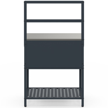 Meuble de cuisine extérieure Alméria 2 portes + étagères suspendues gris