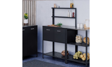 Meuble de cuisine extérieure Alméria 2 portes + étagères suspendues gris