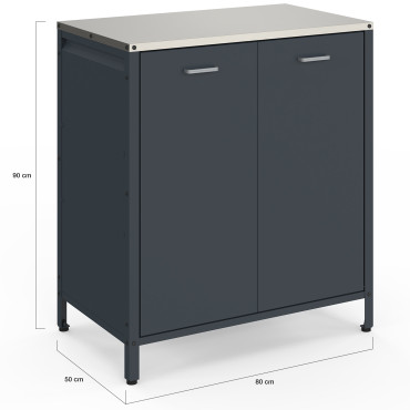 Meuble de cuisine extérieure Alméria 2 portes gris