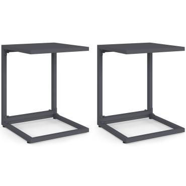 Tables d'appoint de jardin Selva grises - lot de 2