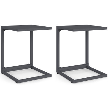Tables d'appoint de jardin Selva grises - lot de 2
