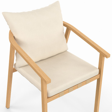 Chaises de jardin Paros métal effet bois et beige - lot de 4