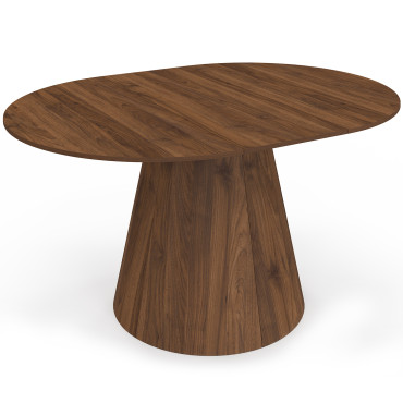 Table à manger ronde extensible Elvis effet noyer Ø110-150cm