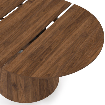 Table à manger ronde extensible Elvis effet noyer Ø110-150cm