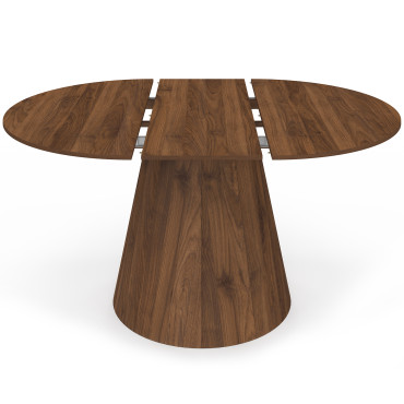 Table à manger ronde extensible Elvis effet noyer Ø110-150cm