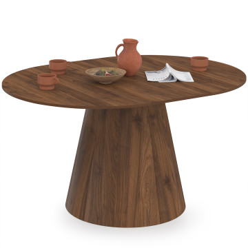 Table à manger ronde extensible Elvis effet noyer Ø110-150cm