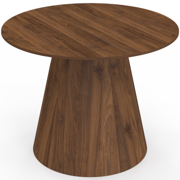 Table à manger ronde extensible Elvis effet noyer Ø110-150cm