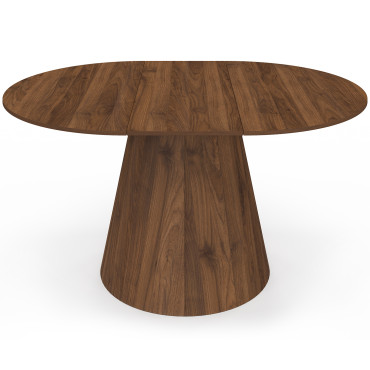 Table à manger ronde extensible Elvis effet noyer Ø110-150cm