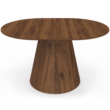 Table à manger ronde extensible Elvis effet noyer Ø110-150cm