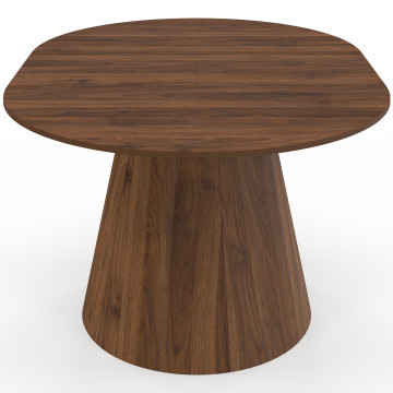 Table à manger ronde extensible Elvis effet noyer Ø110-150cm