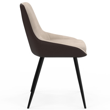 Chaises Ornella bi-matière taupe et marron pieds métal noirs - lot de 2