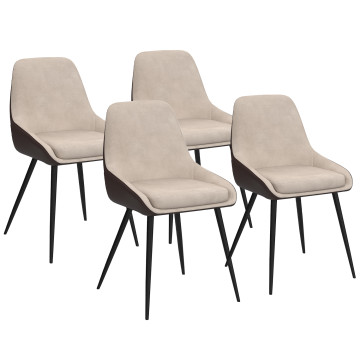 Chaises Ornella bi-matière taupe et marron pieds métal noirs - lot de 4