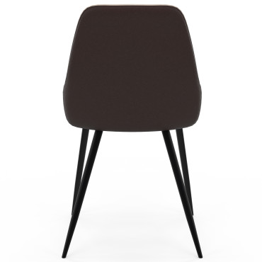 Chaises Ornella bi-matière taupe et marron pieds métal noirs - lot de 4