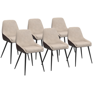 Chaises Ornella bi-matière taupe et marron pieds métal noirs - lot de 6