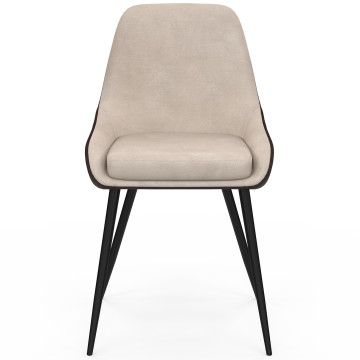Chaises Ornella bi-matière taupe et marron pieds métal noirs - lot de 6