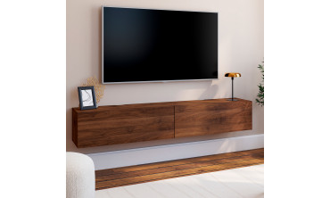 Meuble TV suspendu Michigan effet noyer L180cm