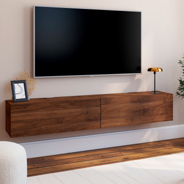 Meuble TV suspendu Michigan effet noyer L180cm