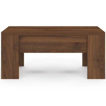 Table basse relevable et dépliante effet noyer
