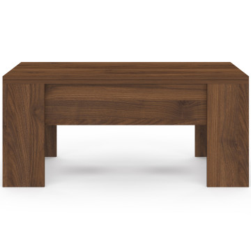 Table basse relevable et dépliante effet noyer